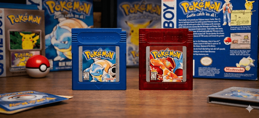 Vzácna krabica Pokémon Blue s chybou Red Text Misprint